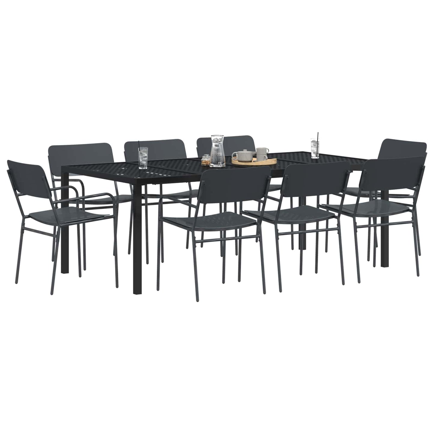 Outdoor Furniture Set 9 pcs Anthracite Steel