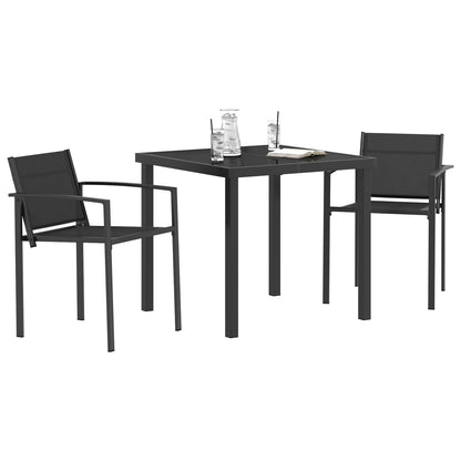 Outdoor Furniture Set 3 pcs Black and Anthracite Textilene