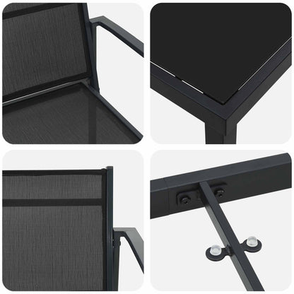 Outdoor Furniture Set 5 pcs Black and Anthracite Textilene