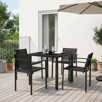Outdoor Furniture Set 5 pcs Black and Anthracite Textilene