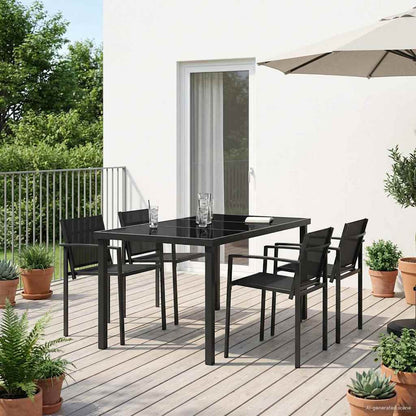 Outdoor Furniture Set 5 pcs Black and Anthracite Textilene