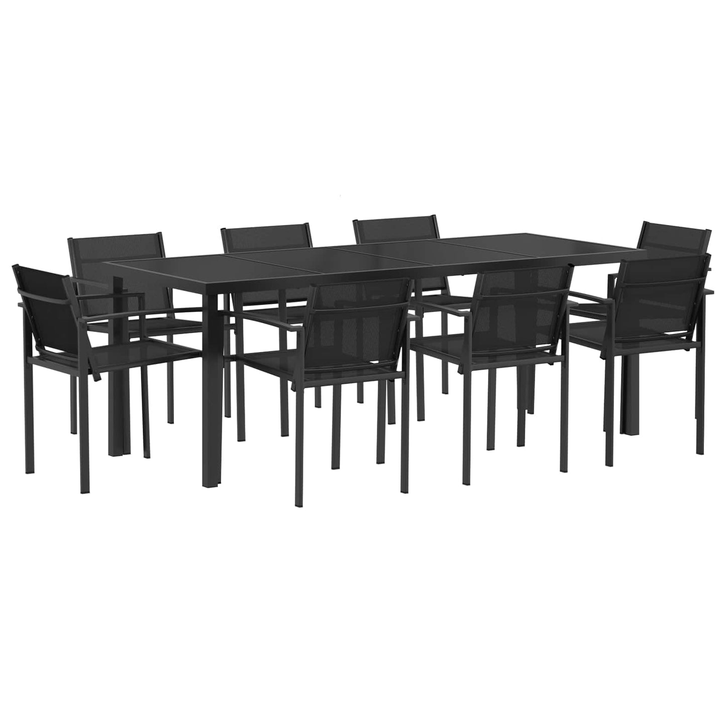 Outdoor Furniture Set 9 pcs Black and Anthracite Textilene