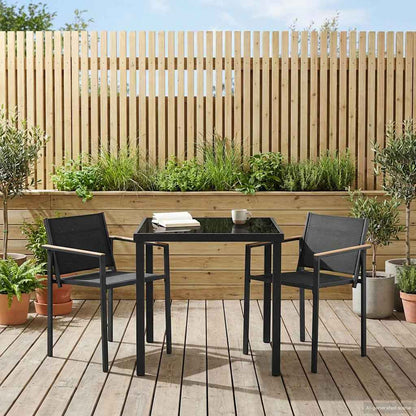 Outdoor Furniture Set 3 pcs Black and Anthracite Textilene