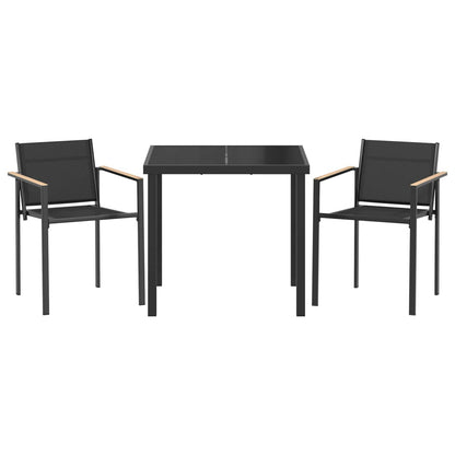 Outdoor Furniture Set 3 pcs Black and Anthracite Textilene
