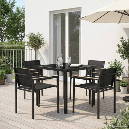 Outdoor Furniture Set 5 pcs Black and Anthracite Textilene