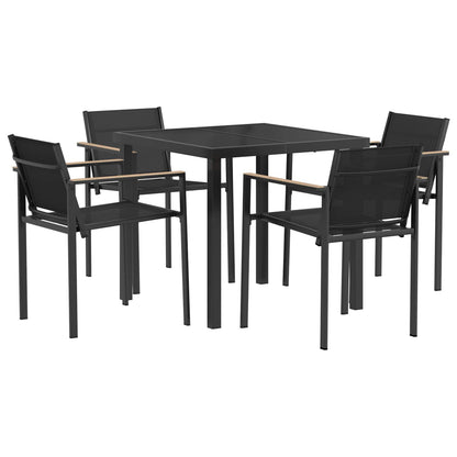 Outdoor Furniture Set 5 pcs Black and Anthracite Textilene