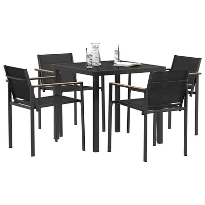 Outdoor Furniture Set 5 pcs Black and Anthracite Textilene