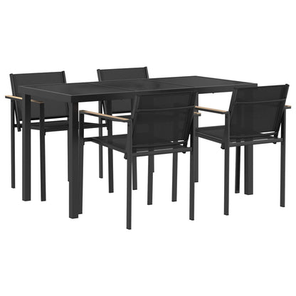 Outdoor Furniture Set 5 pcs Black and Anthracite Textilene