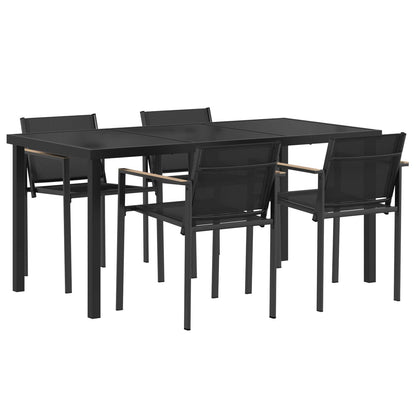 Outdoor Furniture Set 5 pcs Black and Anthracite Textilene
