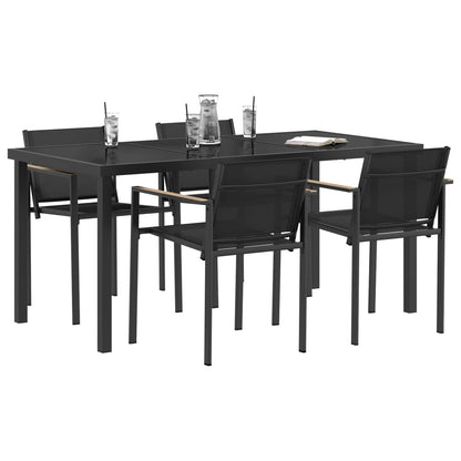 Outdoor Furniture Set 5 pcs Black and Anthracite Textilene