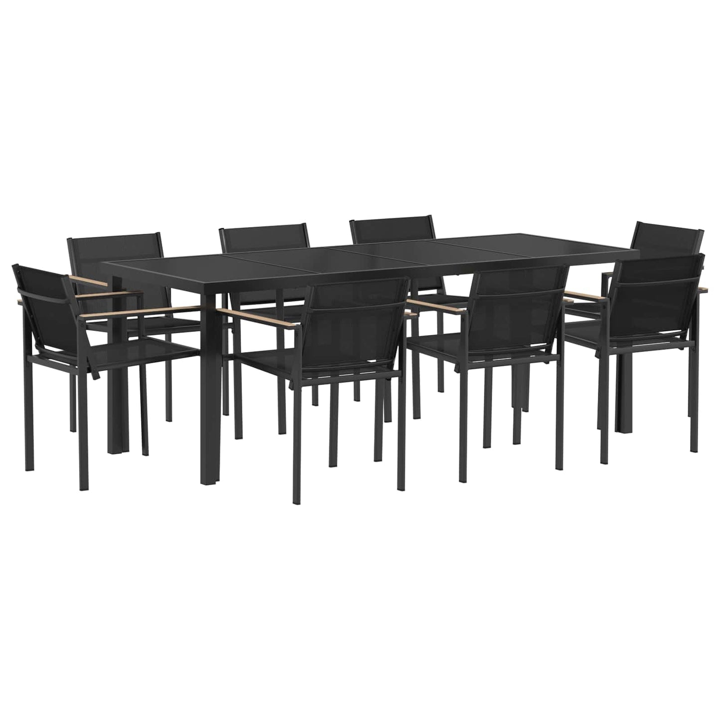 Outdoor Furniture Set 9 pcs Black and Anthracite Textilene