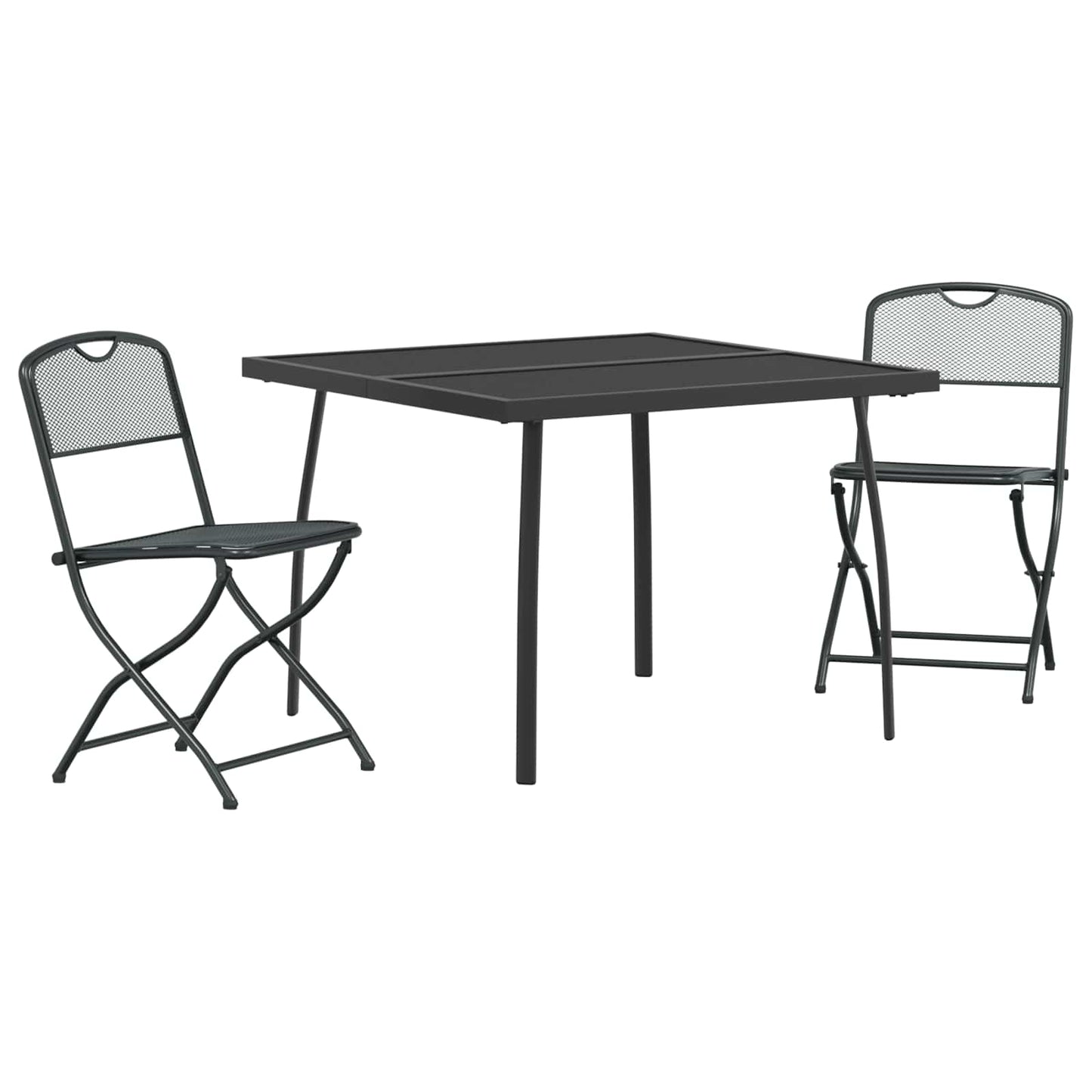Outdoor Furniture Set Folding 3 pcs Anthracite Iron and Steel