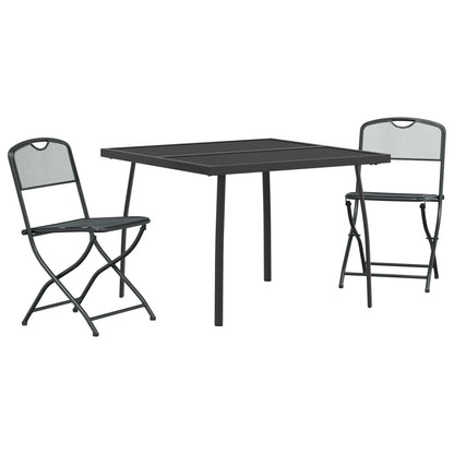 Outdoor Furniture Set Folding 3 pcs Anthracite Iron and Steel