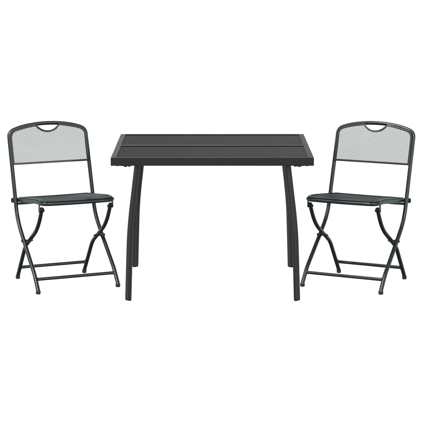 Outdoor Furniture Set Folding 3 pcs Anthracite Iron and Steel