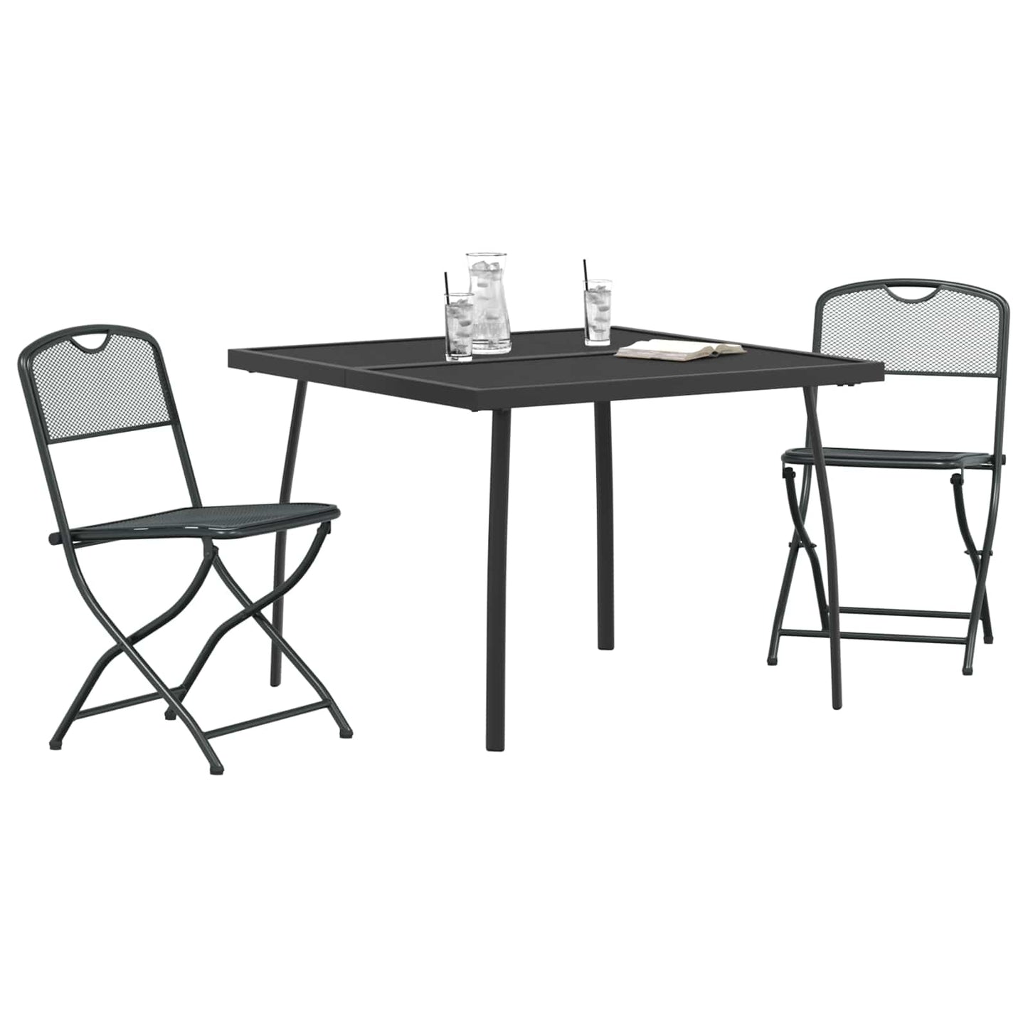Outdoor Furniture Set Folding 3 pcs Anthracite Iron and Steel