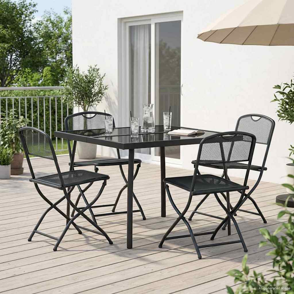 Outdoor Furniture Set Folding 5 pcs Anthracite Iron and Steel