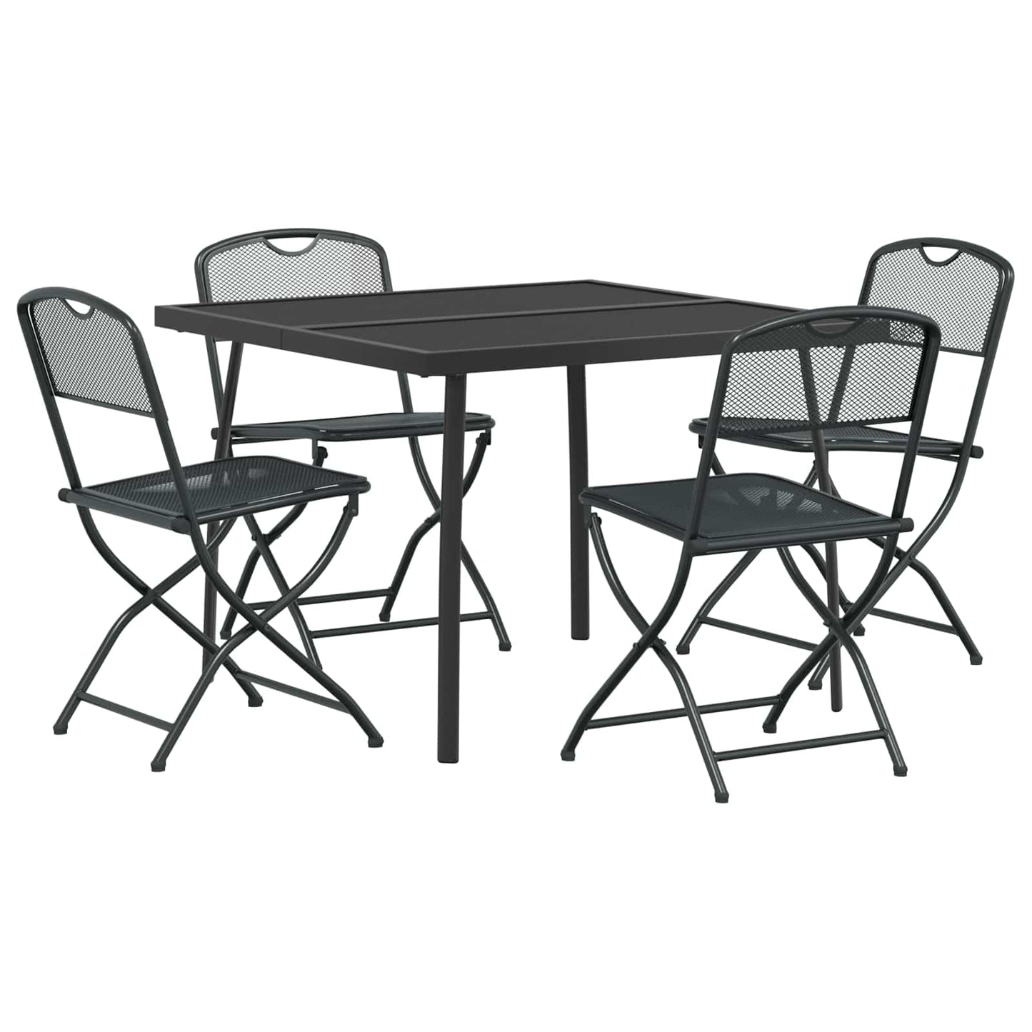 Outdoor Furniture Set Folding 5 pcs Anthracite Iron and Steel