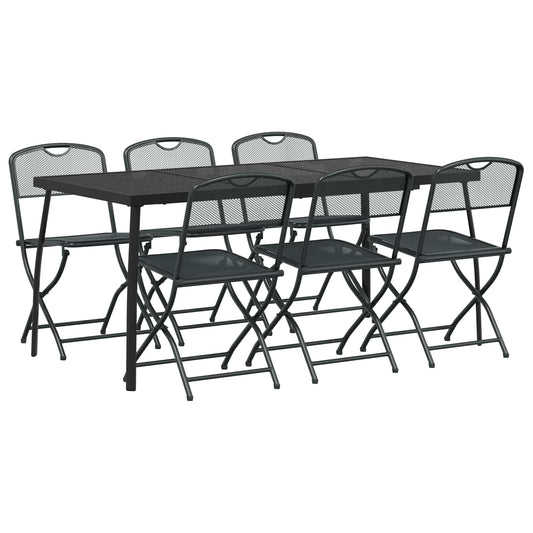 Outdoor Furniture Set 7 pcs Anthracite Iron and Steel