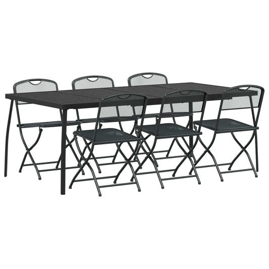 Outdoor Furniture Set 7 pcs Anthracite Iron and Steel