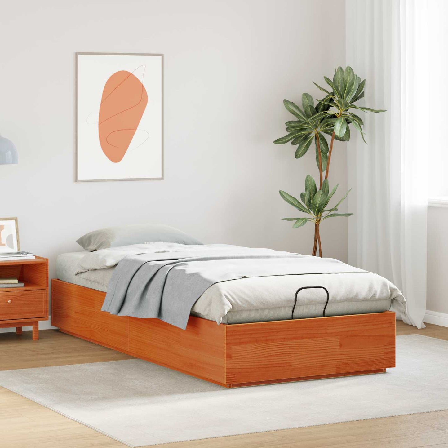 Ottoman Bed Frame Wax Brown 80 x 200 cm Solid Pine Wood