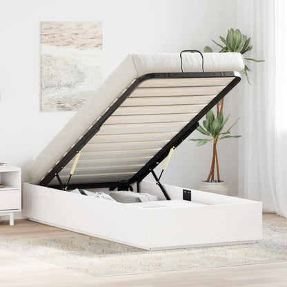 Ottoman Bed Frame White 90 x 200 cm Solid Pine Wood