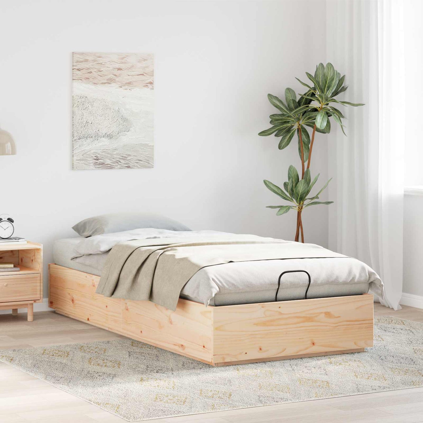 Ottoman Bed Frame Natural 100 x 200 cm Solid Pine Wood