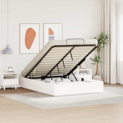 Ottoman Bed Frame White 120 x 190 cm Solid Pine Wood