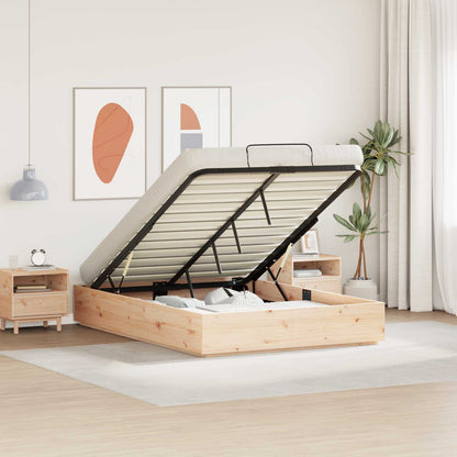 Ottoman Bed Frame Natural 135 x 190 cm Solid Pine Wood