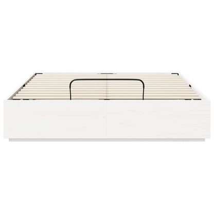 Ottoman Bed Frame White 140 x 190 cm Solid Pine Wood