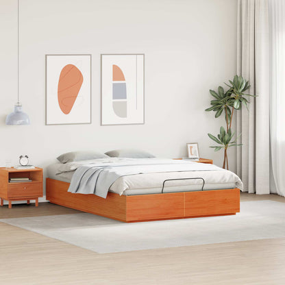 Ottoman Bed Frame Wax Brown 140 x 190 cm Solid Pine Wood