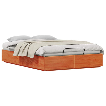 Ottoman Bed Frame Wax Brown 140 x 190 cm Solid Pine Wood