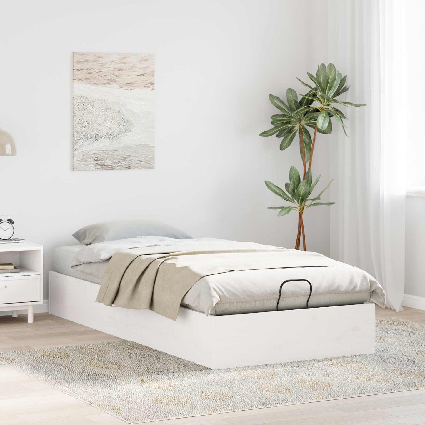 Ottoman Bed Frame with Storage White 90 x 200 cm