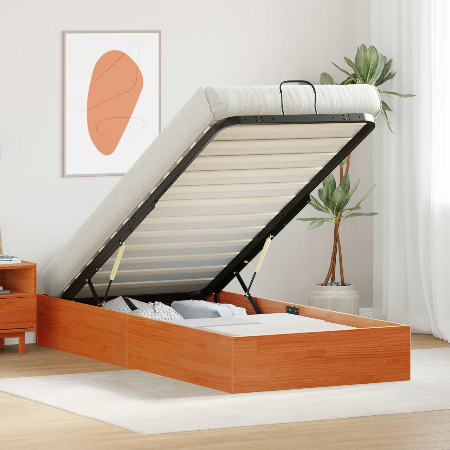 Ottoman Bed Frame with Storage Wax Brown 100 x 200 cm