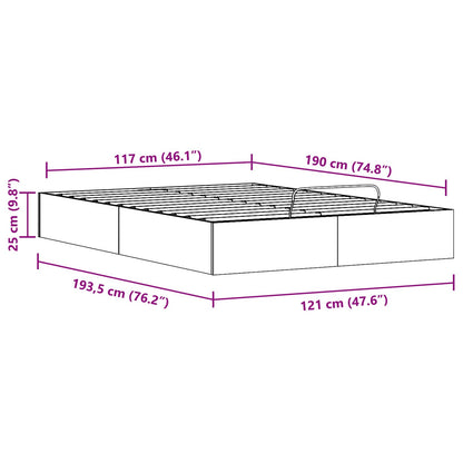 Ottoman Bed Frame with Storage Natural 120 x 190 cm