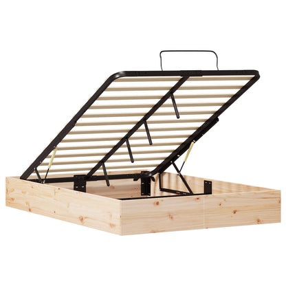 Ottoman Bed Frame with Storage Natural 135 x 190 cm