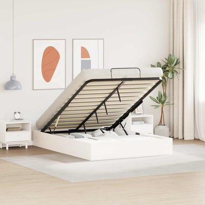 Ottoman Bed Frame with Storage White 150 x 200 cm