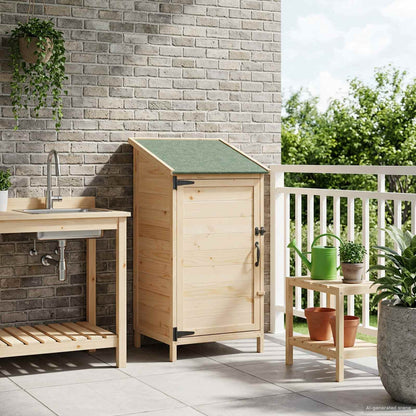 Garden Shed with Roof Natural 59 x 56 x 113.5 cm Solid Fir Wood
