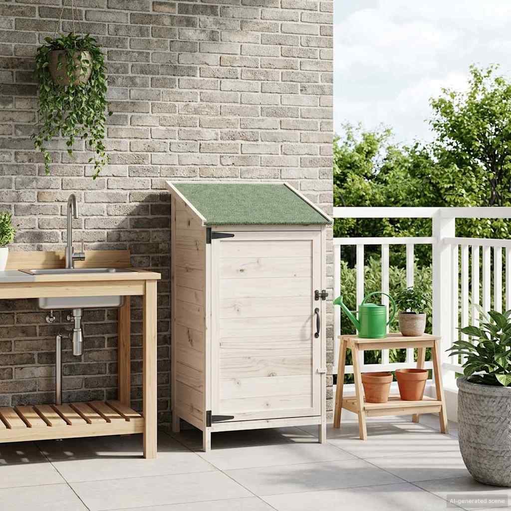 Garden Shed with Roof White 59 x 56 x 113.5 cm Solid Fir Wood