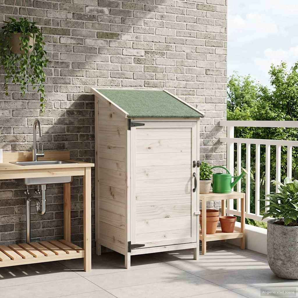 Garden Shed with Roof White 59 x 56 x 113.5 cm Solid Fir Wood