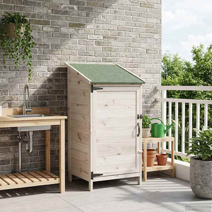 Garden Shed with Roof White 59 x 56 x 113.5 cm Solid Fir Wood