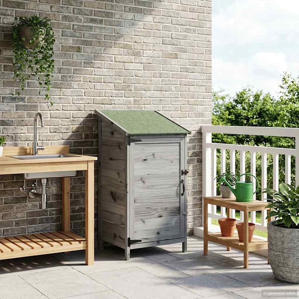 Garden Shed with Roof Grey 59 x 56 x 113.5 cm Solid Fir Wood
