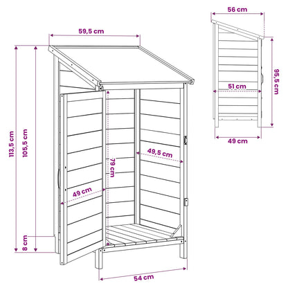 Garden Shed with Roof Grey 59 x 56 x 113.5 cm Solid Fir Wood