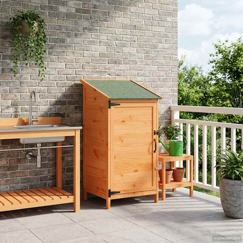 Garden Shed with Roof Brown 59 x 56 x 113.5 cm Solid Fir Wood