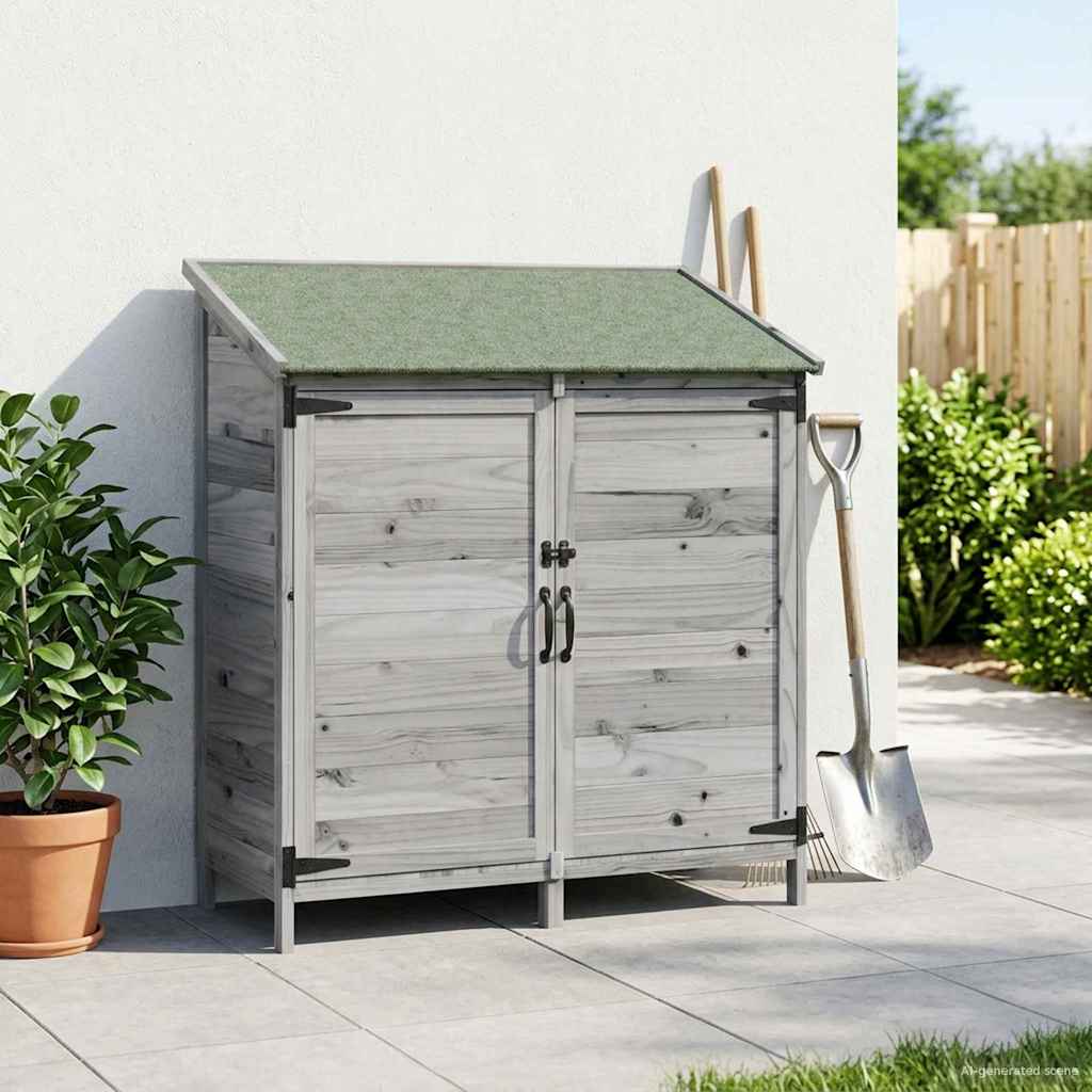 Garden Shed with Roof Grey 106.5 x 56 x 113.5 cm Solid Fir Wood