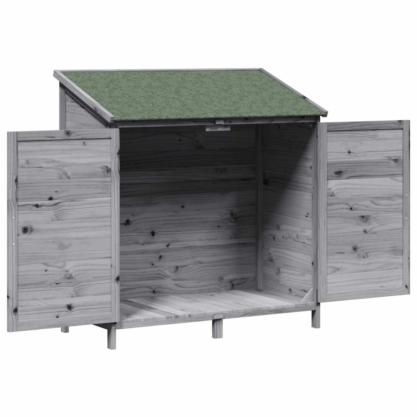 Garden Shed with Roof Grey 106.5 x 56 x 113.5 cm Solid Fir Wood