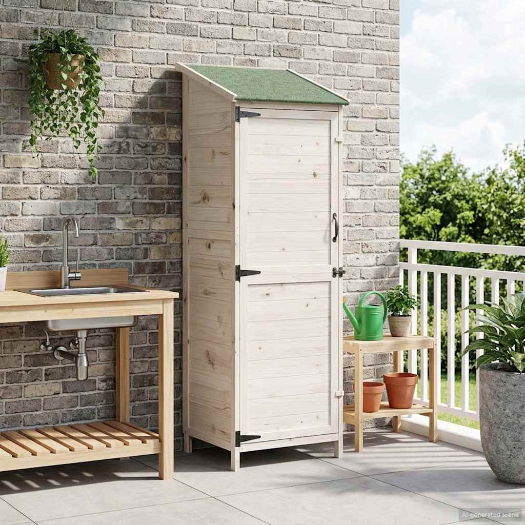 Garden Shed with Roof White 59.5 x 56 x 176.5 cm Solid Fir Wood