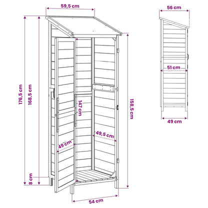 Garden Shed with Roof White 59.5 x 56 x 176.5 cm Solid Fir Wood