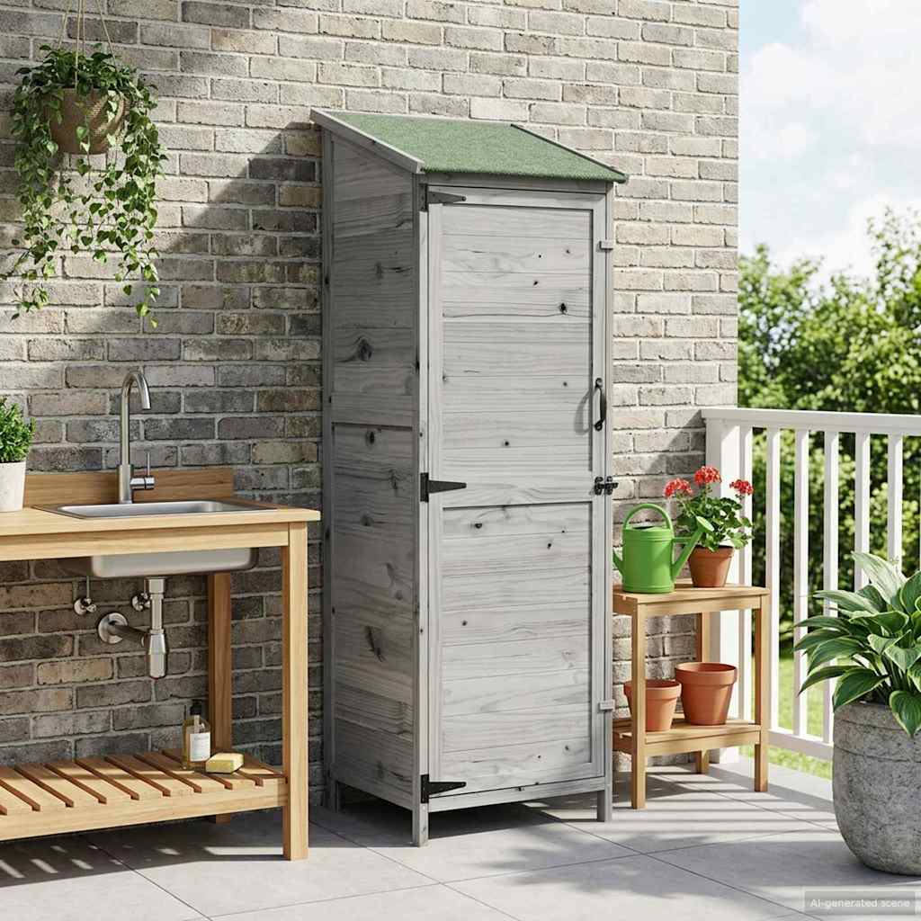 Garden Shed with Roof Grey 59.5 x 56 x 176.5 cm Solid Fir Wood