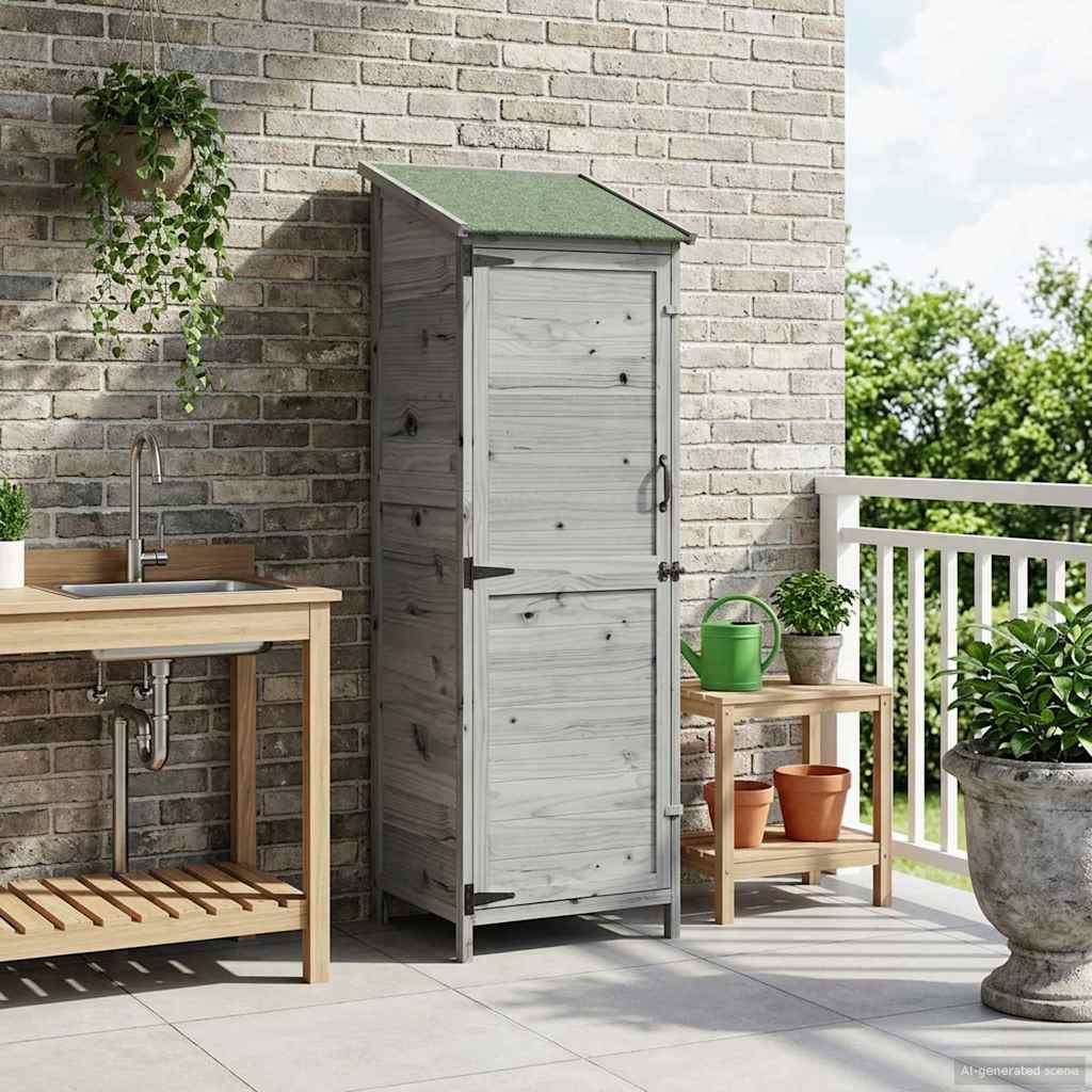 Garden Shed with Roof Grey 59.5 x 56 x 176.5 cm Solid Fir Wood