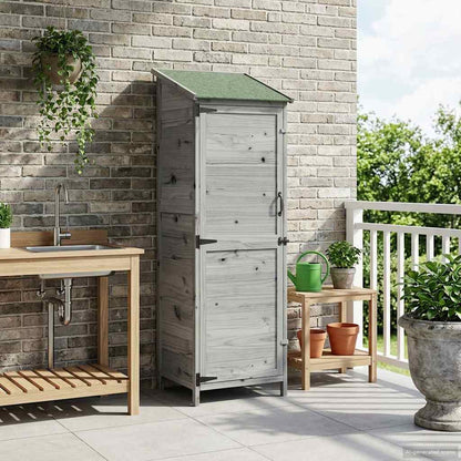 Garden Shed with Roof Grey 59.5 x 56 x 176.5 cm Solid Fir Wood
